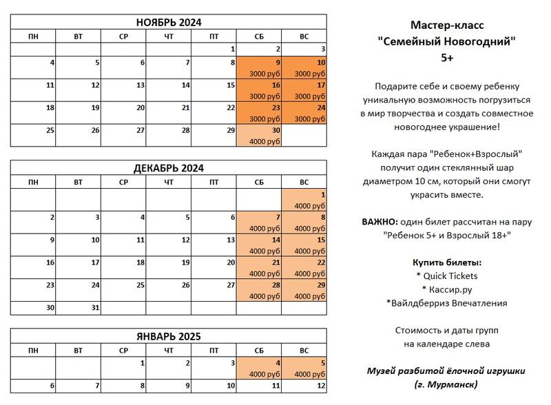 5+ Мастер-класс "Новогодний Семейный" (09.11.24-05.01.25) Мурманск