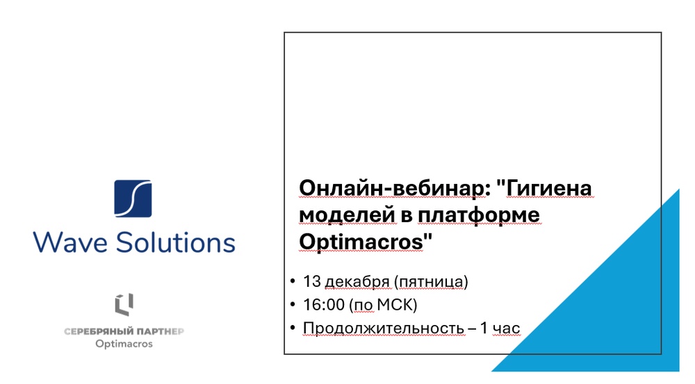 Вебинар: "Гигиена моделей Optimacros: что это такое, зачем и почему в это стоит инвестировать время?