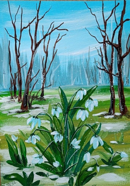 Мастер-класс: Рисование картины акриловыми красками "Весенний пейзаж"
