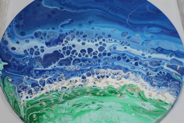 Создание тематической интерьерной картины в стиле FluidArt «Пейзаж»