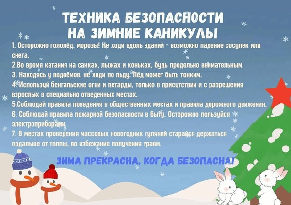 Зимние каникулы безопасные каникулы