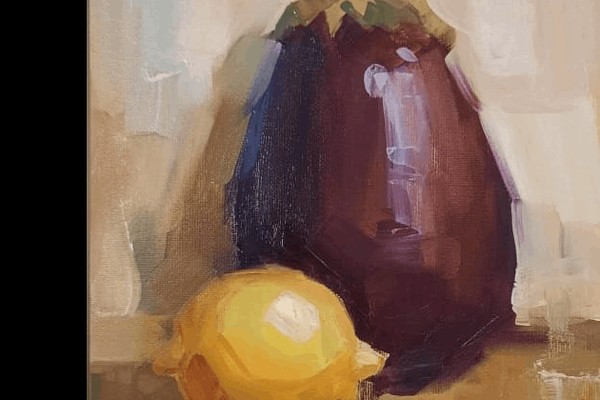 Мастер-класс «Этюд с баклажаном и лимоном. Масло»