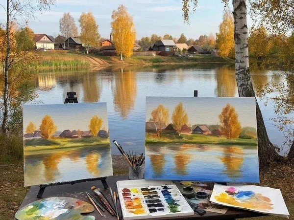 Мастер-класс в акварельной технике «Осенний пейзаж»