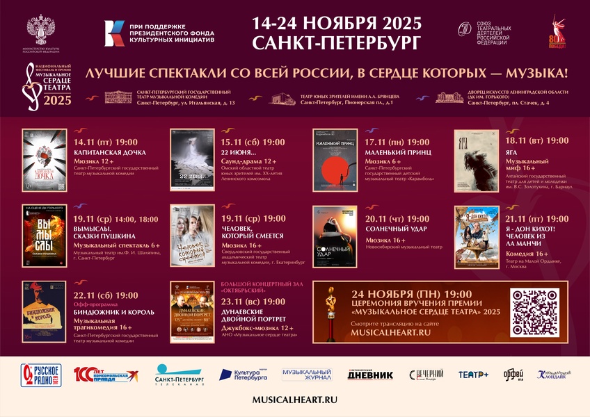 Фестиваль «Музыкальное сердце театра» с 14 по 24 ноября представит основные направления развития современного музыкального театра