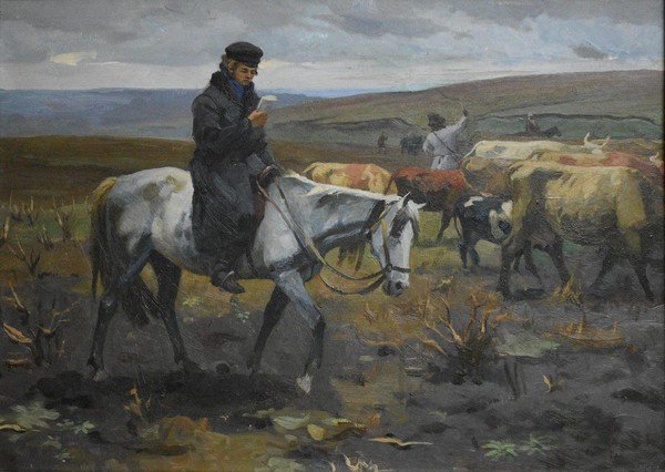 История экспоната «Картина «Кольцов со стадом в степи»