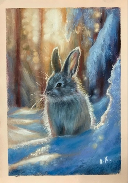Мастер-класс "Заяц", пастель
