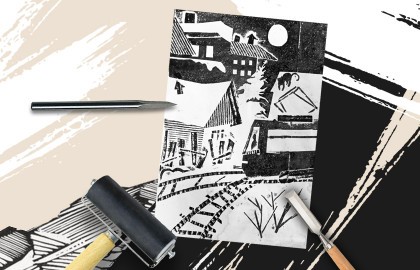 Эстамп. Зимний вечер