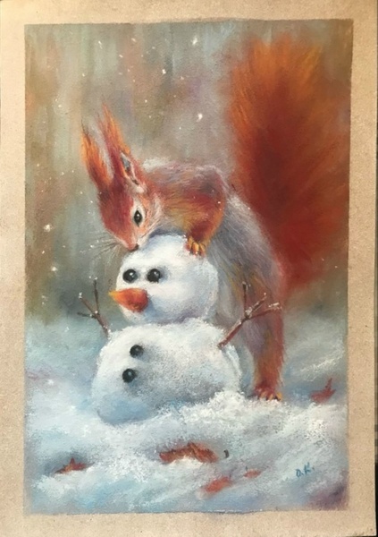 Мастер-класс "Снеговик", пастель