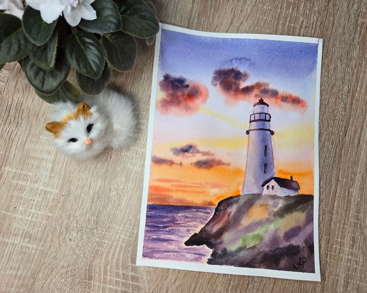 Акварельная арт-встреча "Маяк на берегу моря"