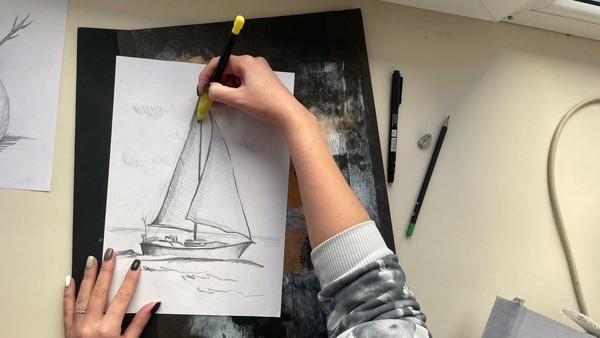 Мастер-класс по графике в стиле скетчинг «Парусник»