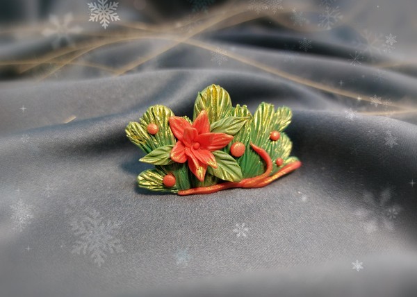 Мастер-класс по лепке из полимерной глины Брошь «Ветка ели»