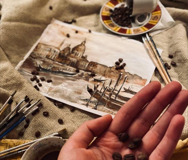 Мастер-класс по созданию картины из кофейного пигмента