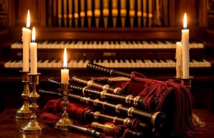 Волынки и орган при свечах