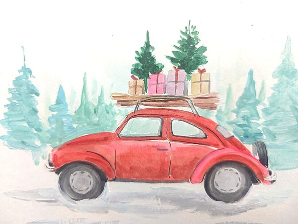 Мастер-класс «Новогодняя акварель»