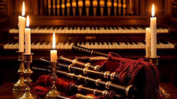 Волынки и орган при свечах