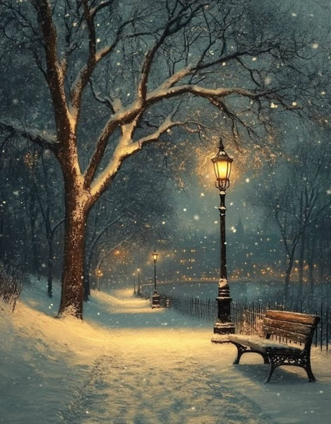 Мастер-класс "Зимний вечер", масло/акрил