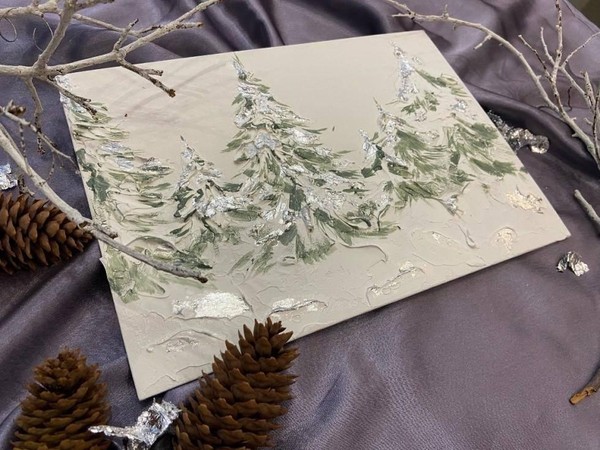 Мастер-класс по созданию интерьерной картины «Новогодний пейзаж»