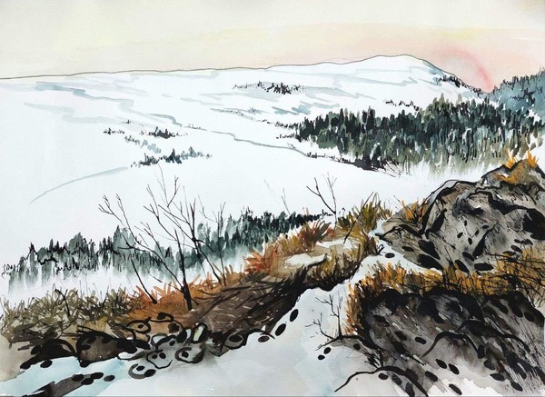 Мастер-класс «Рисуем горный зимний пейзаж»