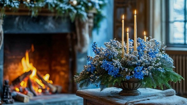 Екатерина Конева. Новогодняя композиция со свечами, флористика