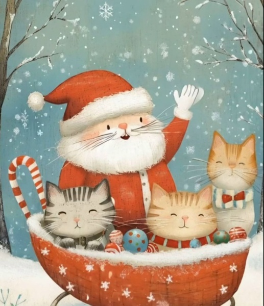 Мастер-класс для детей "Дед Мороз и коты"