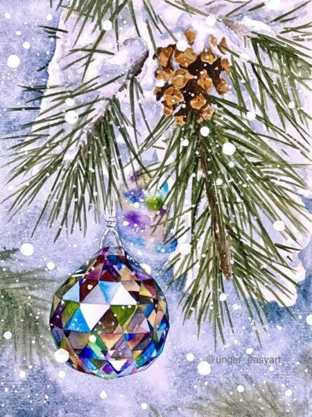 Мастер-класс по акварели "Новогодняя картина"