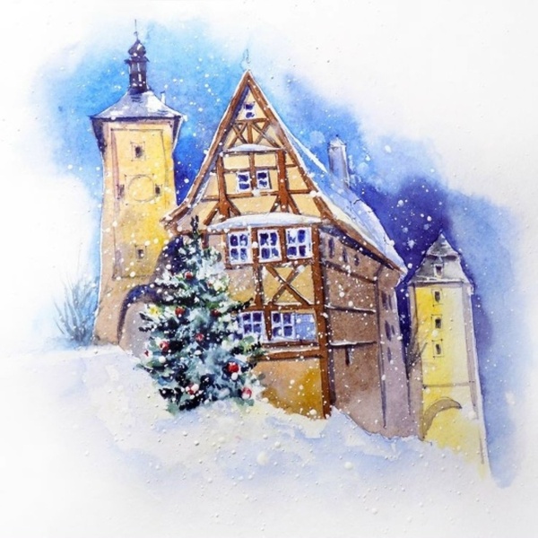 Мастер-класс по скетчингу "Новогодний пейзаж"