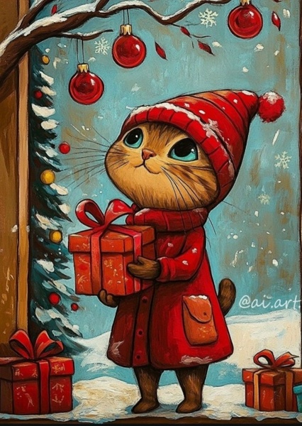 Мастер-класс для детей "Котик с подарком"