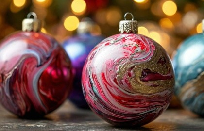 Флюид-арт. Новогодние шары