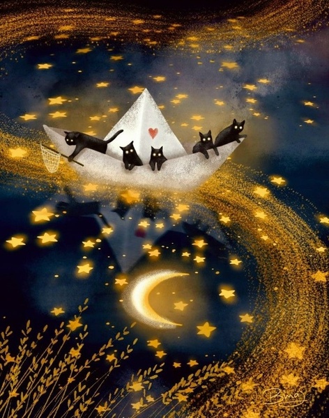 Мастер-класс светящаяся картина "Коты"