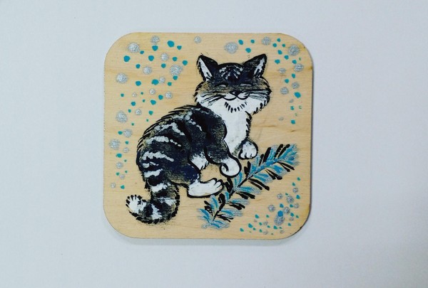 Мастер-класс по росписи по дереву «Кот-лежебока»