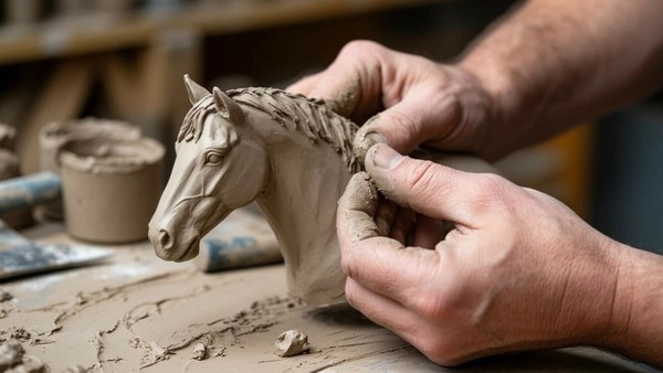 Александр Свиязов. Скульптура «Конь-огонь», лепка, роспись