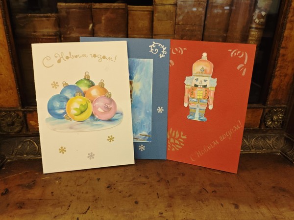 Мастер-класс «Новогодняя открытка в смешанной технике»