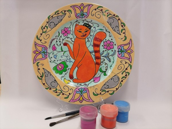 Мастер-класс «Роспись тарелки. Татарский кот»