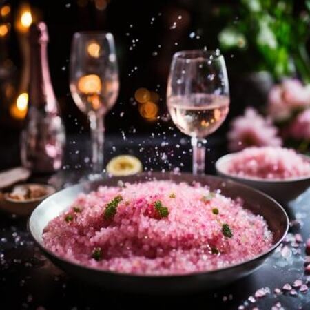 Розовый ризотто и сияющий лед
