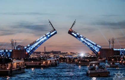 Разводные мосты Петербурга с борта теплохода