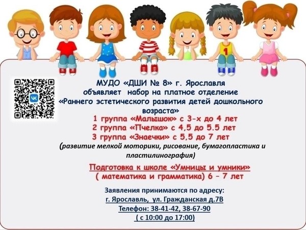 Набор в группы «Раннее эстетическое развитие детей дошкольного возраста»