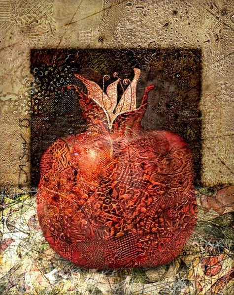 Мастер-класс по живописи "Гранат", паста + акрил.