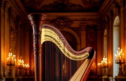 Дуэт арфы и скрипки при свечах