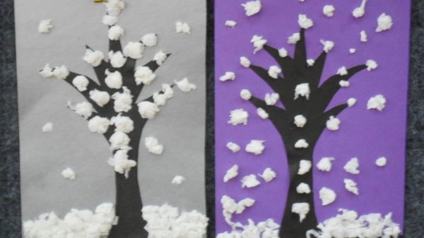 Мастер-класс по аппликации из салфеток «Деревья в снегу»