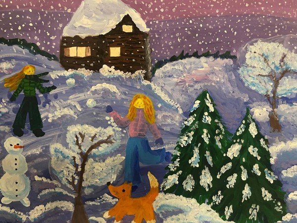 Выставка детских рисунков «Зимнее приключение зайчика»