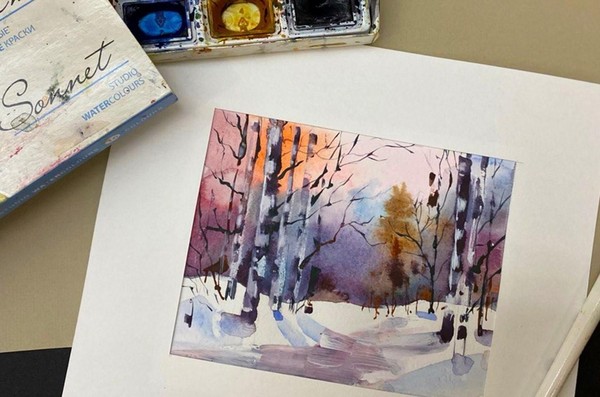 Мастер-класс «Пейзажи нашей коллекции по мотивам Ю. Клевера «Березы»