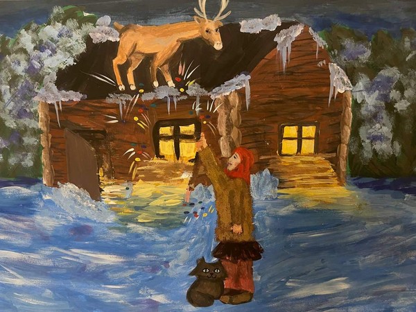 Выставка детских рисунков «Сказочная ночь на заснеженной поляне»