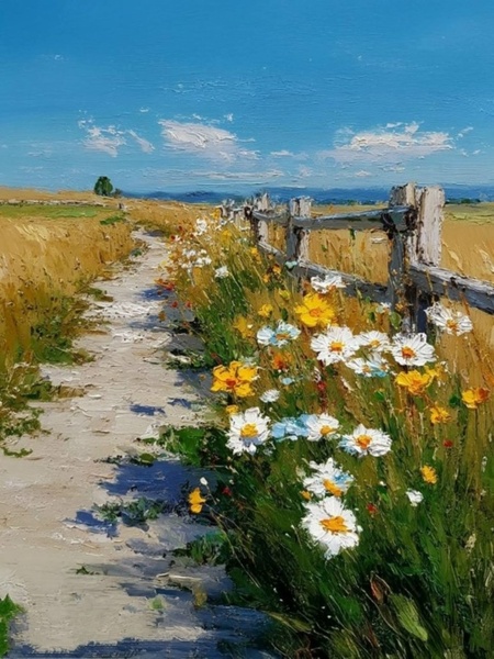 Мастер-класс "Цветущее поле", масло.