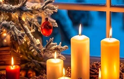 Театральный орган в усадьбе. Рождественский вечер при свечах. Орган, саксофон, голос