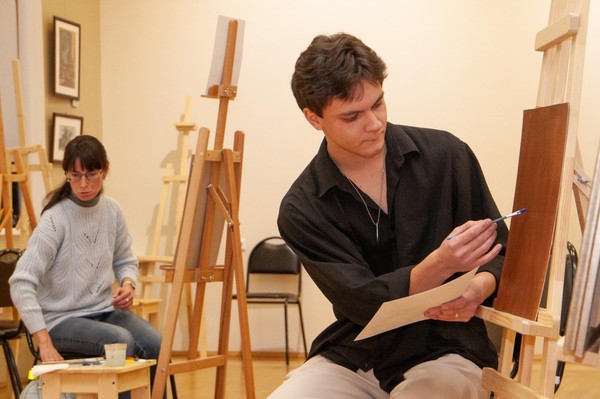 Зимний пейзаж акварелью