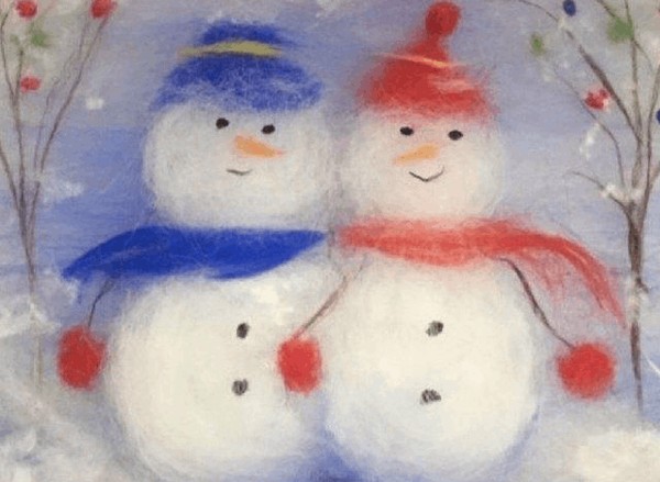 Мастер-класс по шерстяной акварели «Снеговик»