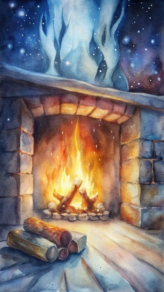 7.01 в 11.30 Новогодний мастер-класс "Камин", акварель.