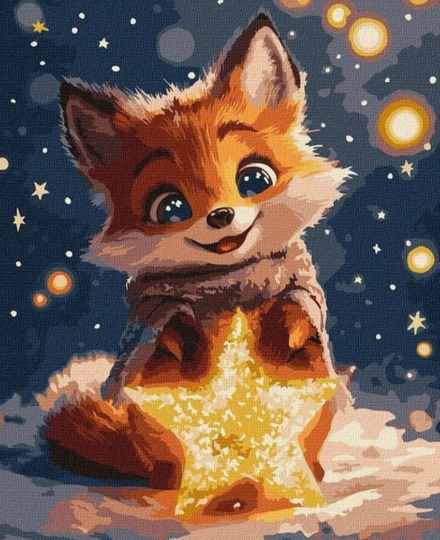 7.01 в 15.00 Новогодний мастер-класс для детей "Лис", акрил + блёстки.