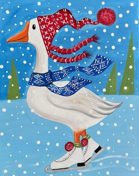 9.01 в 12.00 Новогодний мастер-класс для детей 5+ "На коньках", смешанная техника.