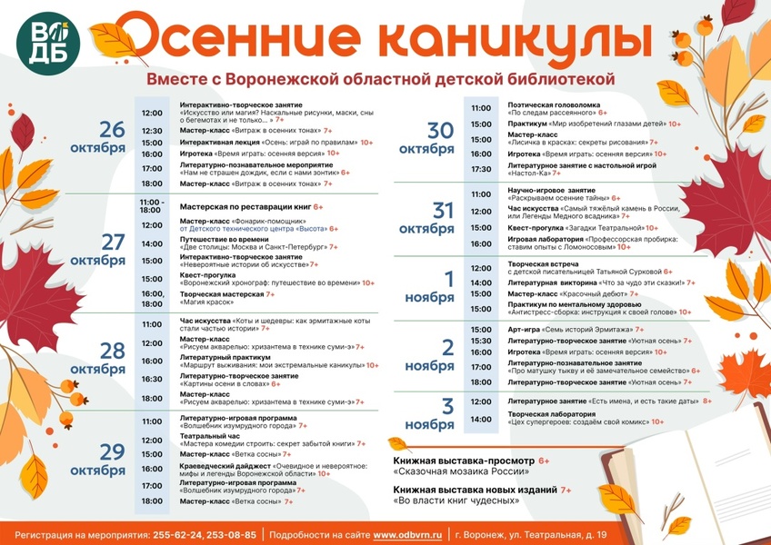 Осенние каникулы вместе с Воронежской детской областной библиотекой